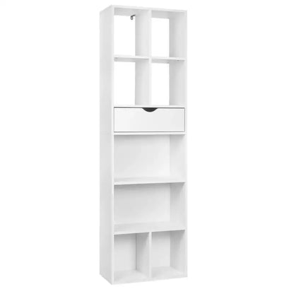 BukkitBow - Staande Boekenkast met Lade - Organizer voor Woonkamer en Slaapkamer - 50x24x168cm - Wit