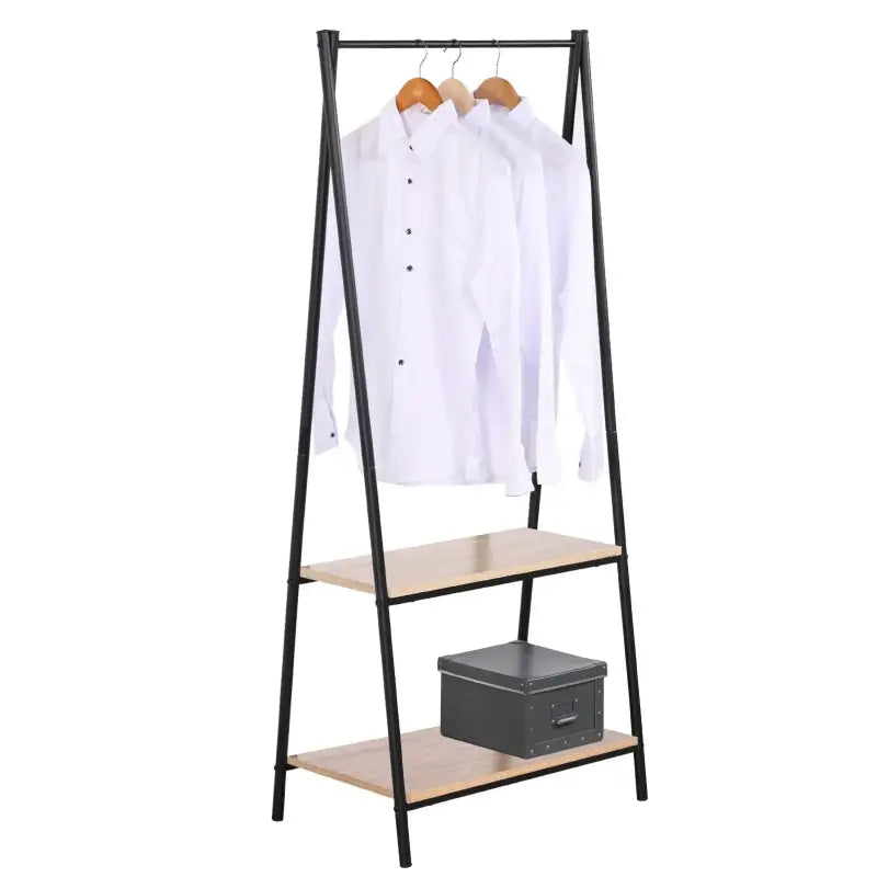 BukkitBow - Staande Kapstok met Opbergplanken - met Schoenenrek - Zware Kledingrail - Eenvoudige Montage - 151x60x40CM