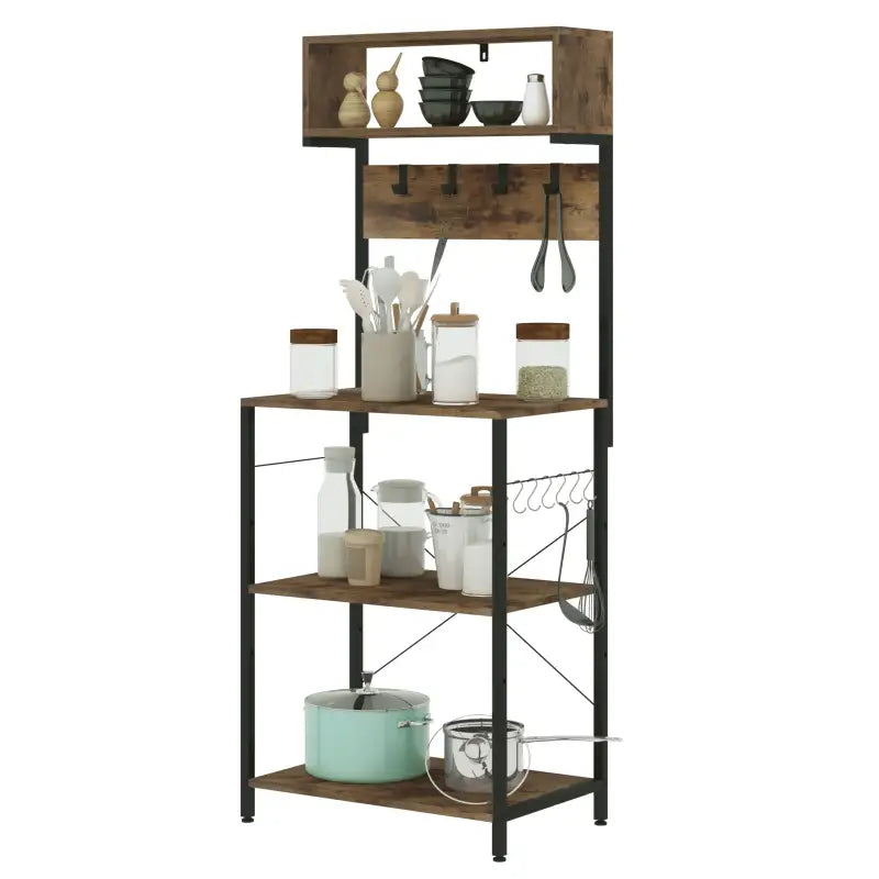 BukkitBow - Staande Kast met 5 Niveaus en Haken - Duurzame Constructie - Grote Opbergruimte - Stabiele Organisator 60x152x38cm
