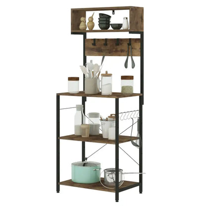 BukkitBow - Staande Kast met 5 Niveaus en Haken - Duurzame Constructie - Grote Opbergruimte - Stabiele Organisator 60x152x38cm