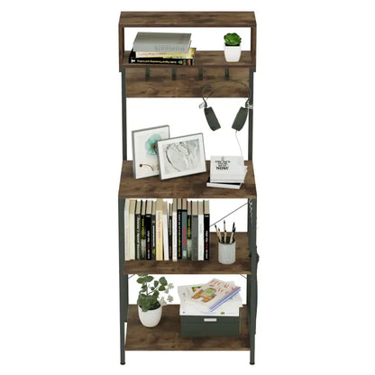 BukkitBow - Staande Kast met 5 Niveaus en Haken - Duurzame Constructie - Grote Opbergruimte - Stabiele Organisator 60x152x38cm