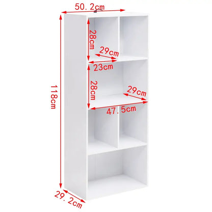 BukkitBow - Stijlvolle Boekenkast - 6 Compartimenten - Multifunctioneel Design - Veilig & Duurzaam - 50x30x118cm