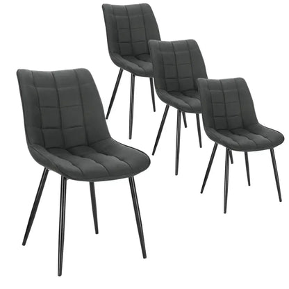 BukkitBow - Stijlvolle Eetkamerstoelen - Kunstleren/Fluwelen/Linnen/Stoffen Stoelen - met Metalen Poten - 85.5x46.5x40.5cm - 100kg Draagvermogen