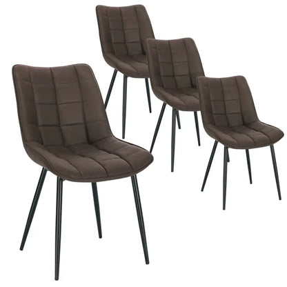 BukkitBow - Stijlvolle Eetkamerstoelen - Kunstleren/Fluwelen/Linnen/Stoffen Stoelen - met Metalen Poten - 85.5x46.5x40.5cm - 100kg Draagvermogen