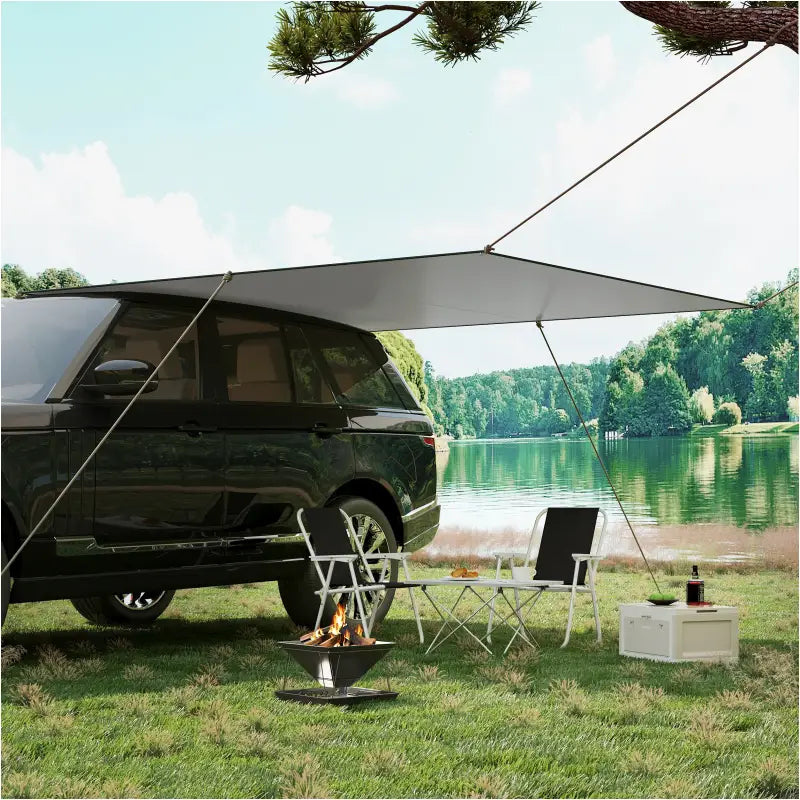 BukkitBow - Tentzeil - Waterdicht - Zonwering SPF50+ - Met Oogjes, Touwen en Haringen - Grijs