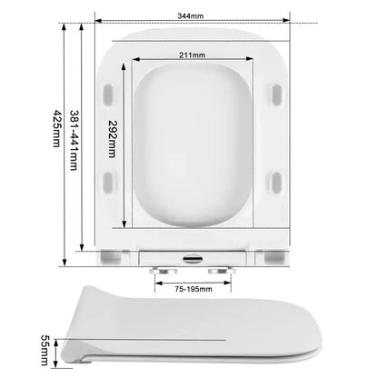 BukkitBow - Toiletbril met Softclose - Premium Toiletbril / Toiletzitting Vierkant - Antibacterieel