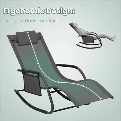 BukkitBow - Tuin Ligstoel / Ligbank - Schommelstoel met Ergonomisch Design - 150 kg Draagvermogen