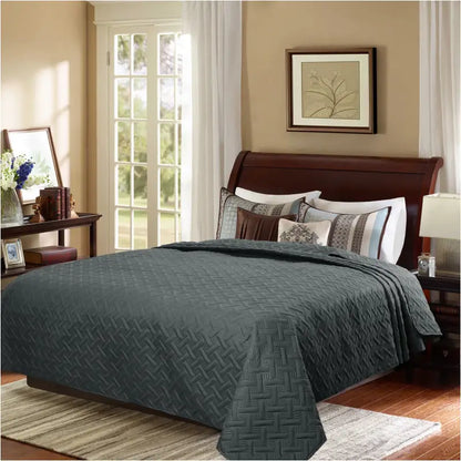 BukkitBow - Ultrasone Bedsprei - 100% Microfiber - Geometrische Patronen - Beschikbaar in Donkergrijs/Grijs - Verschillende Maten - Lichtgewicht