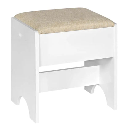 BukkitBow - Veelzijdige Kaptafel Kruk - Linnen met Schuim en MDF - Laadvermogen 150kg - 40x30x45cm