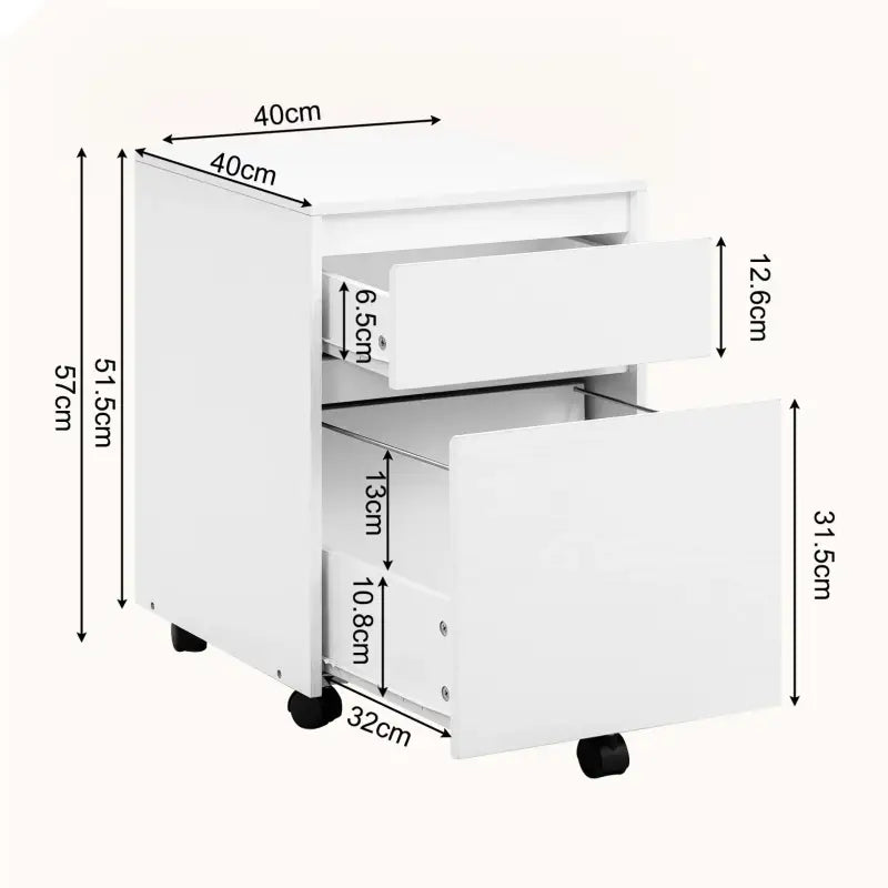 BukkitBow - Verrijdbare Archiefkast met Lades - Hout met Melamine Fineer - Met Anti-Kantel Wielen en Ruime Opslag - 40x56x40 cm