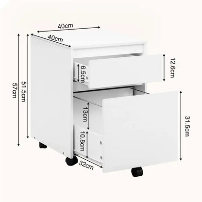 BukkitBow - Verrijdbare Archiefkast met Lades - Hout met Melamine Fineer - Met Anti-Kantel Wielen en Ruime Opslag - 40x56x40 cm