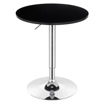 BukkitBow - Verstelbare Bar Tafel - MDF en Metaal - 60cm Diameter - Stabiele Chrome Basis - Zwart/Wit - 60CM Doorsnede