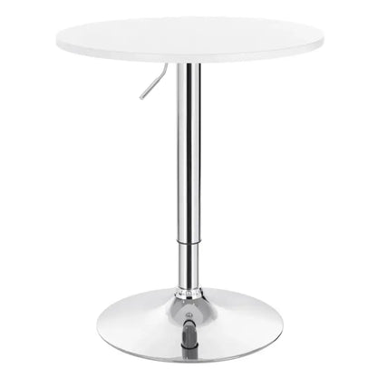 BukkitBow - Verstelbare Bar Tafel - MDF en Metaal - 60cm Diameter - Stabiele Chrome Basis - Zwart/Wit - 60CM Doorsnede