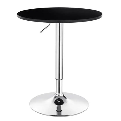 BukkitBow - Verstelbare Bar Tafel - MDF en Metaal - 60cm Diameter - Stabiele Chrome Basis - Zwart/Wit - 60CM Doorsnede