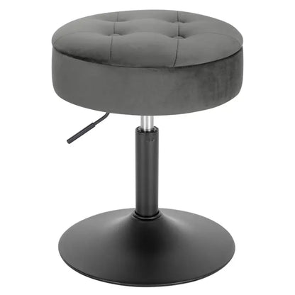BukkitBow - Verstelbare Barkruk Fluweel - Metalen Onderstel - Ronde Zitting met Ingebouwde Opslag - Stabiel en Veilig Design - Zithoogte: 50-65CM