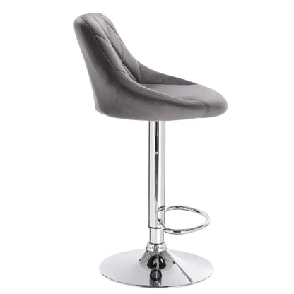 BukkitBow - Verstelbare Barkruk - Verchroomd Staal en Fluweel - Ergonomisch met Hoge Rugleuning - 60-82cm Zithoogte