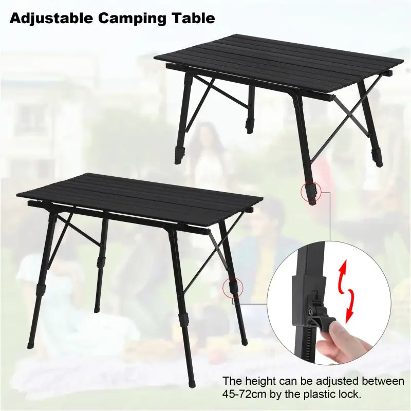BukkitBow - Verstelbare Campingtafel - 15kg Laadvermogen - Lichtgewicht en Compact - Inclusief Oxford Opbergzak - 90x52.2x(45-72)cm