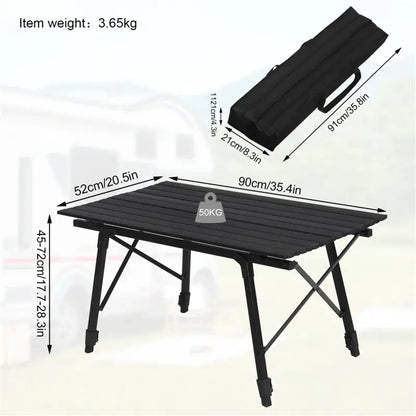 BukkitBow - Verstelbare Campingtafel - 15kg Laadvermogen - Lichtgewicht en Compact - Inclusief Oxford Opbergzak - 90x52.2x(45-72)cm