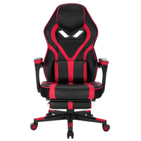 BukkitBow - Verstelbare Racing Gamingstoel / Bureaustoel - Leer en Nylon - Wit/Zwart of Rood/Zwart- met Uitklapbare Voetensteun - 115-123cm Hoogte