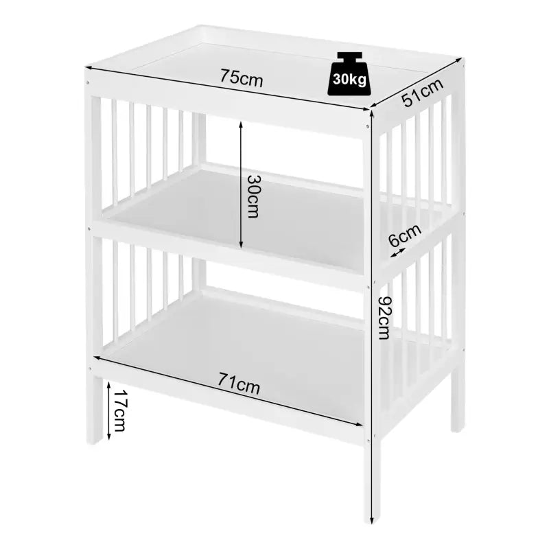 BukkitBow - Verzorgingstafel voor Baby - MDF - Wit - 75x92x51 cm - 30 kg Draagvermogen