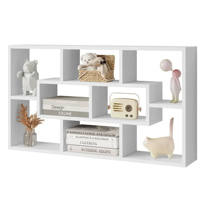 BukkitBow - Wandplank / Wandkast - Hangende Kast met 8 Vakken - Gemaakt van Stevig Hout - 85x48x16CM