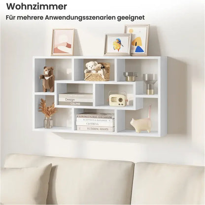 BukkitBow - Wandplank / Wandkast - Hangende Kast met 8 Vakken - Gemaakt van Stevig Hout - 85x48x16CM