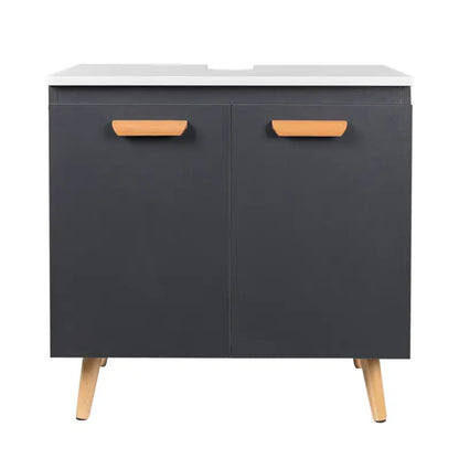BukkitBow - Wastafel Kast / Badkamermeubel - Met Sifon Uitsparing - Vochtbestendig - Stevige Houten Poten - 60x40x60.5cm