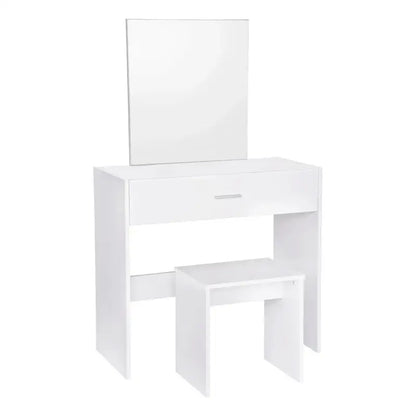 BukkitBow - Witte Kaptafel met Grote Make-Up Spiegel met grote Lade en Kruk (39X82X75CM)