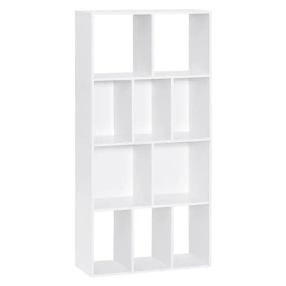 BukkitBow - Witte Kubus Boekenkast - 4 Lagen Kast met 10 Open Vakken - Voor Boekdisplay - 60x20x120cm