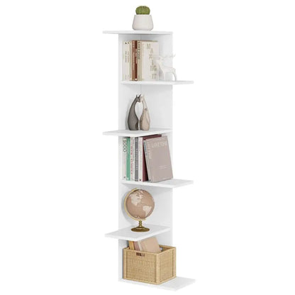 BukkitBow - Zig-zag Hoek Boekenkast - 6 Niveaus - Staande Boekenkast - 37x37x140cm - Wit