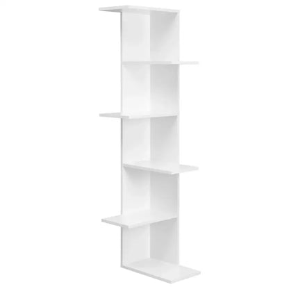 BukkitBow - Zig-zag Hoek Boekenkast - 6 Niveaus - Staande Boekenkast - 37x37x140cm - Wit