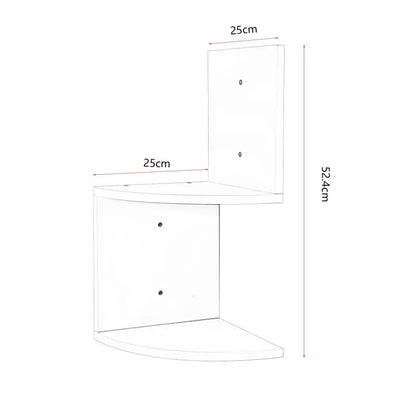 BukkitBow - Zigzag Hoekkast / Hoek Wandplank - Stevig Hout - 2 Niveau's - 25X25X52.4cm