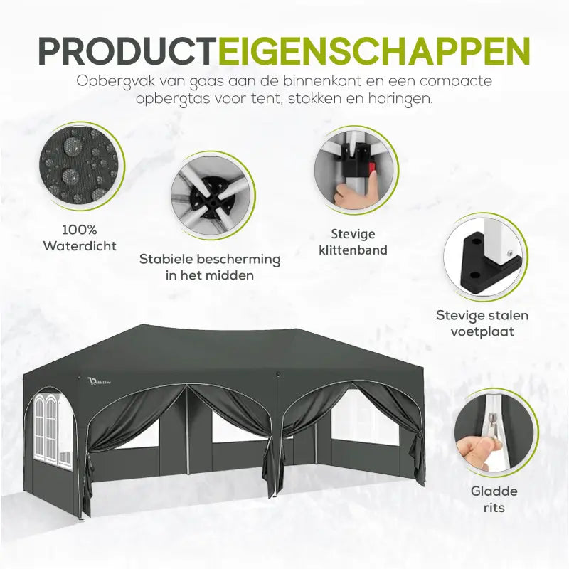 BukkitBow Dubbele Partytent - Waterdicht en Weersbestendig - 6x3m