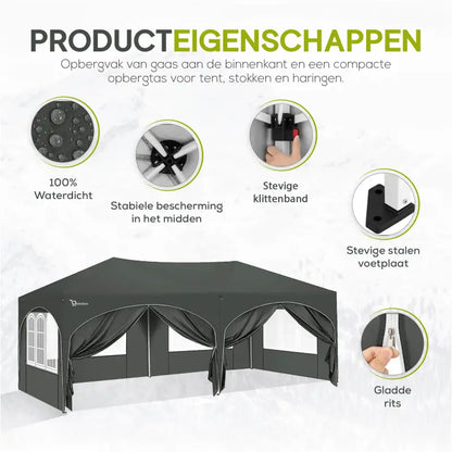 BukkitBow Dubbele Partytent - Waterdicht en Weersbestendig - 6x3m