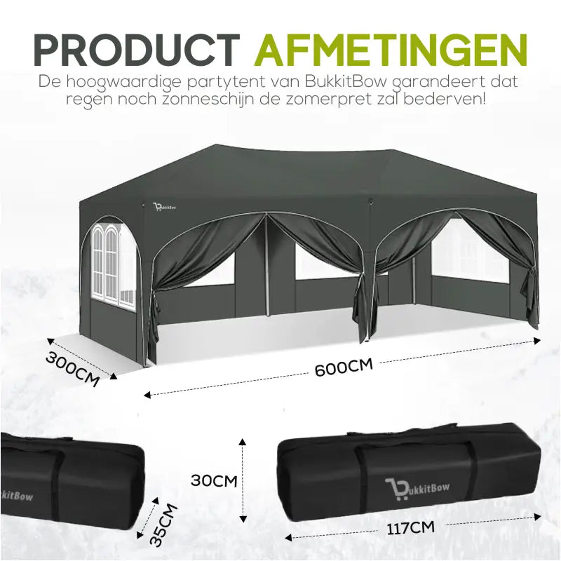 BukkitBow Dubbele Partytent - Waterdicht en Weersbestendig - 6x3m