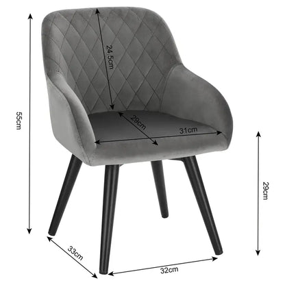 BukkitBow – Kinderstoel Velours en Metaal – Grijs – Ergonomisch en Stevig – 37.5x38x55 cm