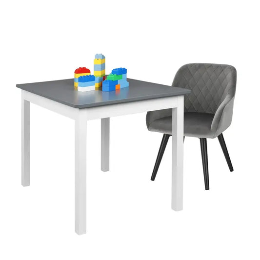 Grijs fluweelstoel met diamantstiksel en zwarte houten poten, ideaal voor moderne eetkamer of woonkamer. Stijlvol design voor comfortabele zithoek of als decoratief element.