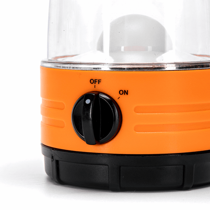 Noodlamp met Ophanghaak - LED Tentlamp op Batterijen (exclusief) - Daglichtwit licht - Oranje body - Camping & Noodverlichting