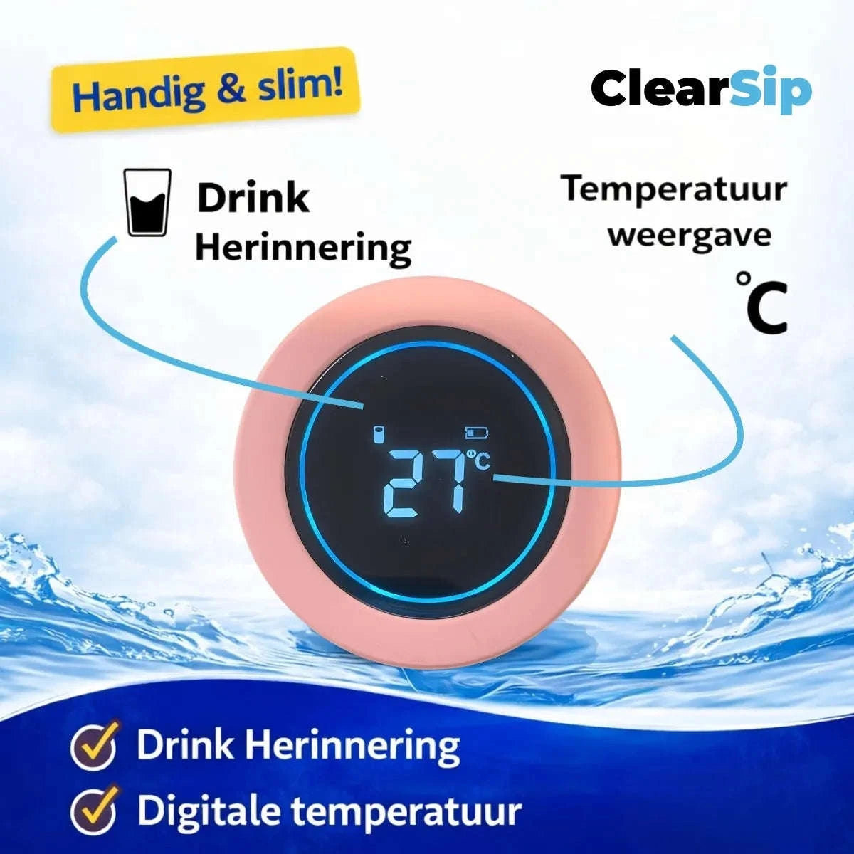 ClearSip | Slimme Waterfles – UV‑C zelfreinigend & drinkherinnering –  – Comnox Company