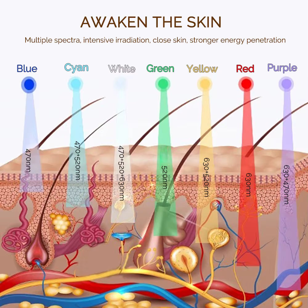 Comnox - LED Gezichtsmasker en Nek Masker - 7 Kleuren Lichttherapie - Huidverjonging, Anti-acne en Rimpelverzorging