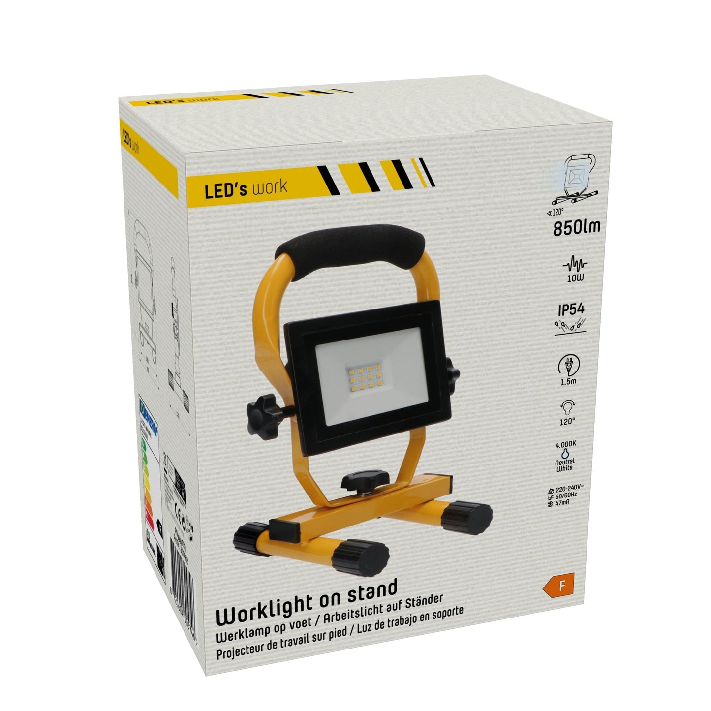 LED's Work - AC Werklamp - 10W 850lm 4000K Compacte LED Bouwlamp - Inklapbaar & Draaibaar