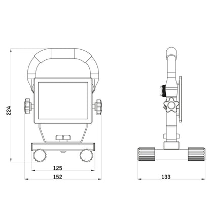 LED's Work - AC Werklamp - 10W 850lm 4000K Compacte LED Bouwlamp - Inklapbaar & Draaibaar