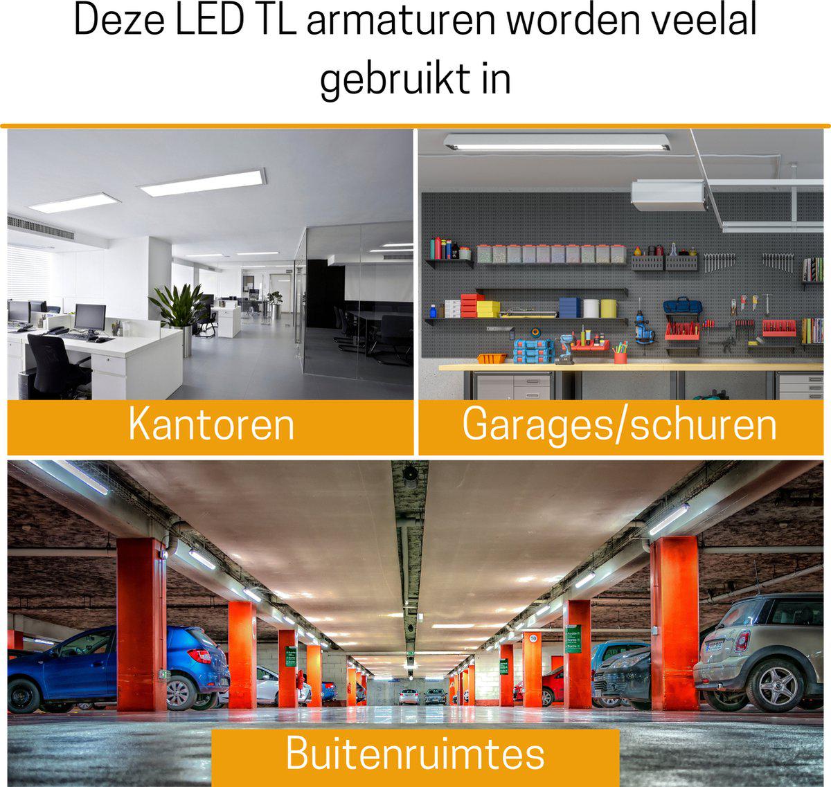 Set van 4 LED TL-armaturen – 120 cm – IP65