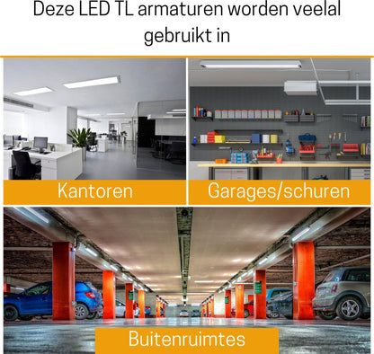 Set van 4 LED TL-armaturen – 120 cm – IP65