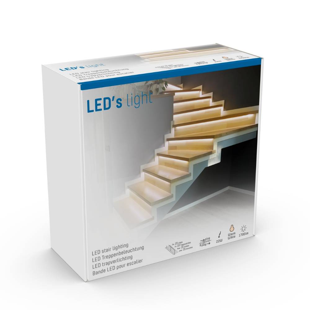 LED's Light Complete LED Trapverlichting Set - 15 treden x 80 cm - Lengte aanpasbaar - Warm wit licht