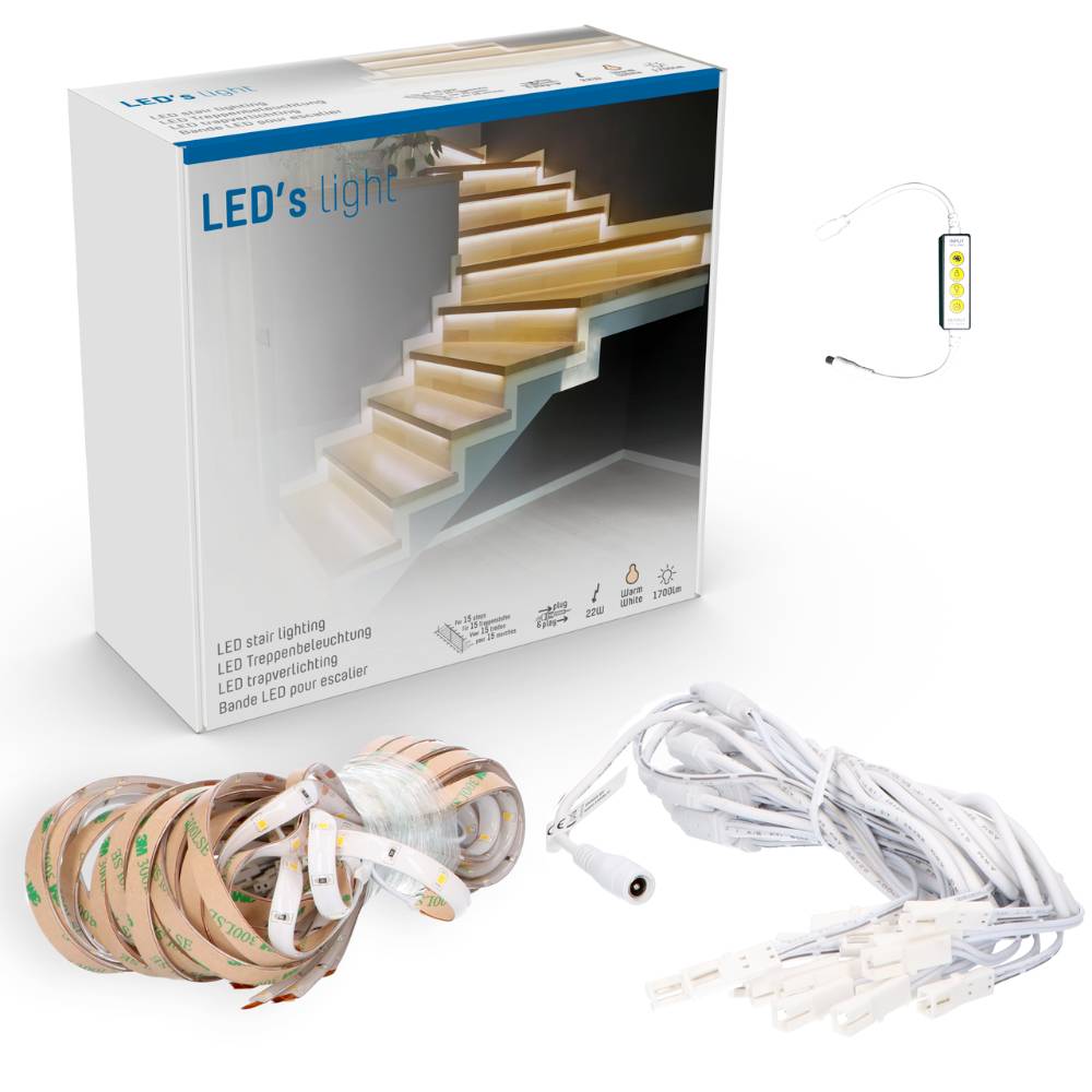 LED's Light Complete LED Trapverlichting Set - 15 treden x 80 cm - Lengte aanpasbaar - Warm wit licht