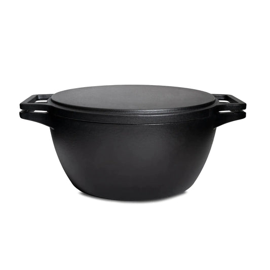 Comnox - CrushGrind KIM_BO 4-in-1 Gietijzeren Dutch Oven – Groot volume, veelzijdig gebruik – 6,4 L – 30 cm grilloppervlak – Dutch oven – 4‑in‑1