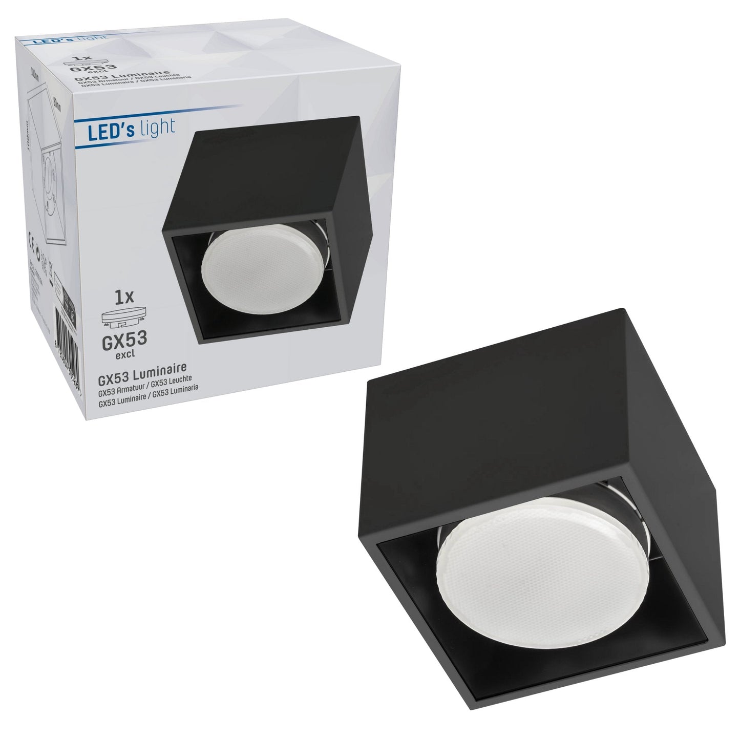 Cube Plafonniere met 1 lichtpunt - Draaibaar licht -  Staal - 10 x 8 cm - Zwart