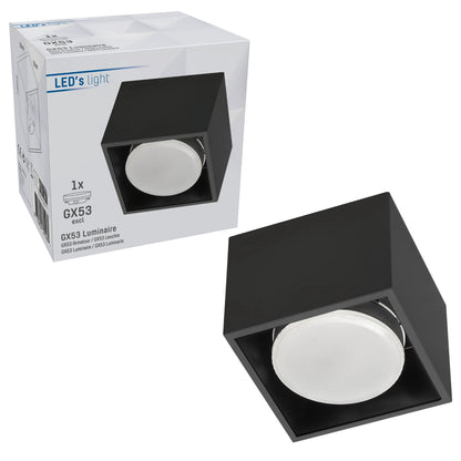 Cube Plafonniere met 1 lichtpunt - Draaibaar licht -  Staal - 10 x 8 cm - Zwart