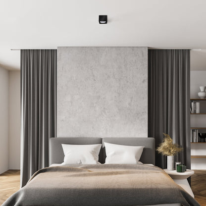 Cube Plafonniere met 1 lichtpunt - Draaibaar licht -  Staal - 10 x 8 cm - Zwart